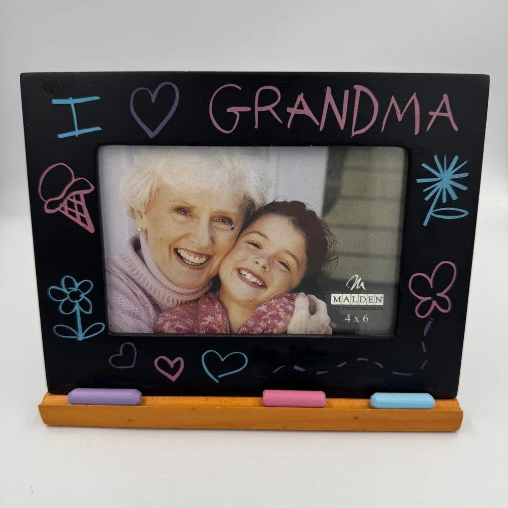 Malden I Love Grandma Picture Frame‎ 4x6 Black Wood Chalkboard Style Hand-Drawn